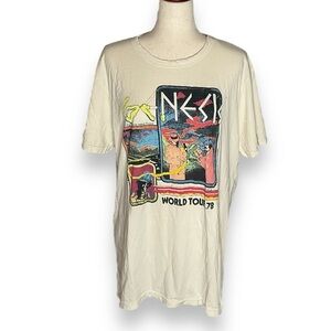 Chaser Vintage White Genesis World Tour Graphic Concert Band Tee Size Large